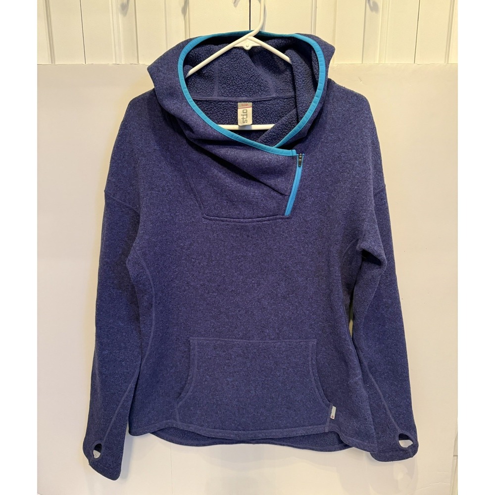 Stio Fleece Hoodie Womens Large Purple Sweetwater 1/4‎ Zip Pullover Thumb Holes